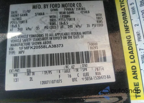 2008 Ford Expedition El Limited from USA, damaged, VIN 1FMFK20558LA38373